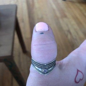 Customer photo review of Chevron Thumb Ring with Moonstone Sterling Silver