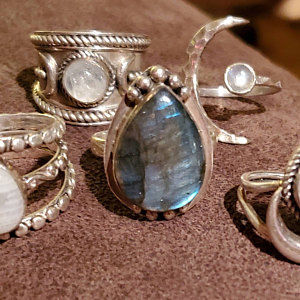 Customer photo review of Sterling Silver Crescent Moon Moonstone Ring