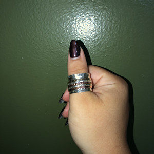 Customer photo review of Two Tone Wide Band Spinner Ring Hammered Sterling Silver