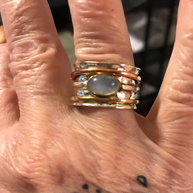 Customer photo review of Chunky Spinner Ring with Moonstone Sterling Silver