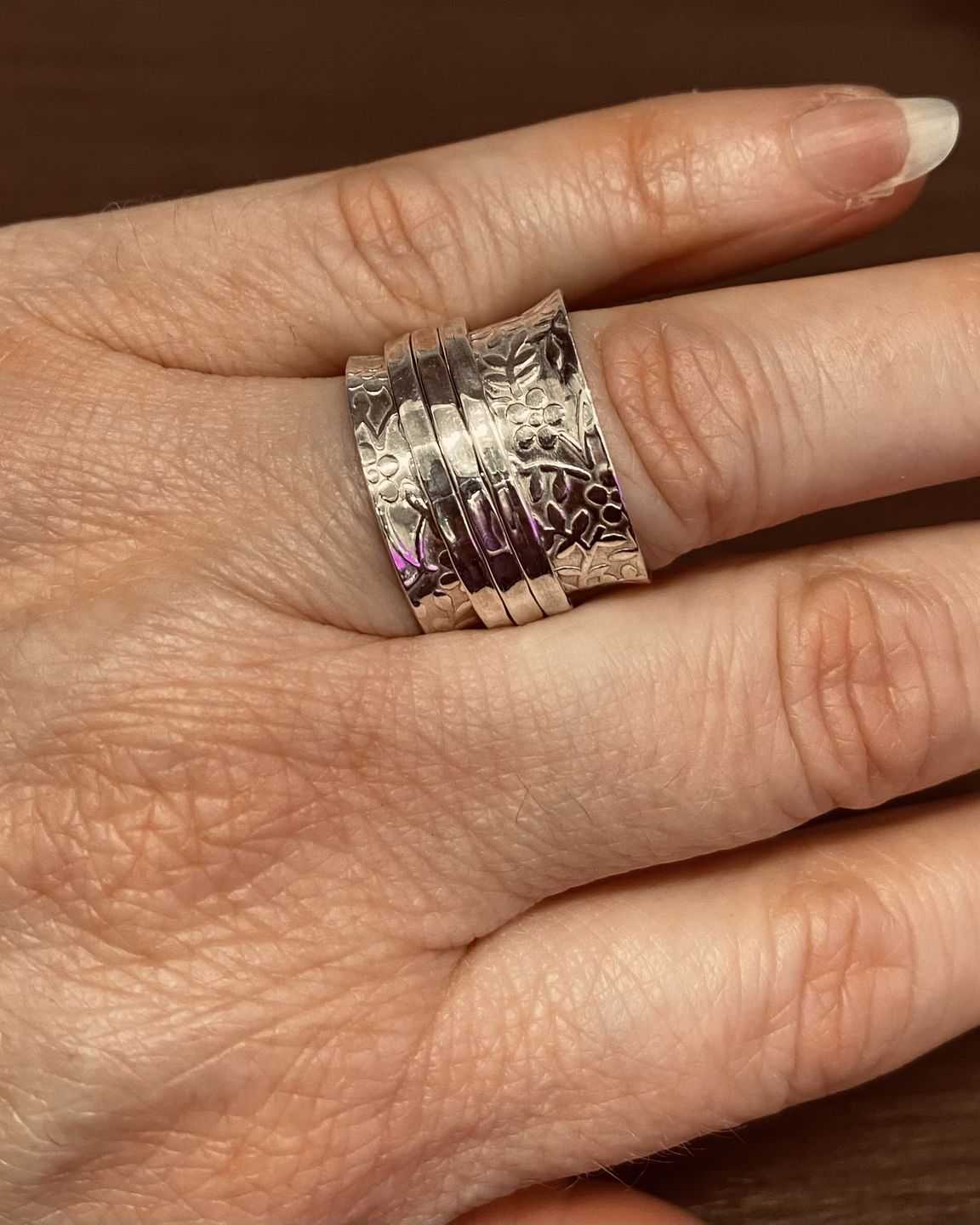 Customer photo review of Sterling Silver Flowers Meditation Ring
