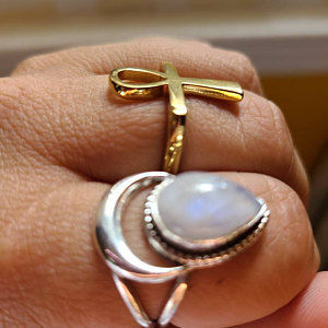 Customer photo review of Sterling Silver Crescent Moon Moonstone Ring