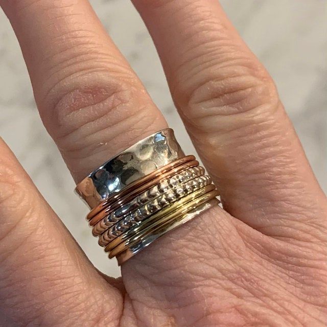 Customer photo review of Sterling Silver Two Tone Fidget Spinner Ring