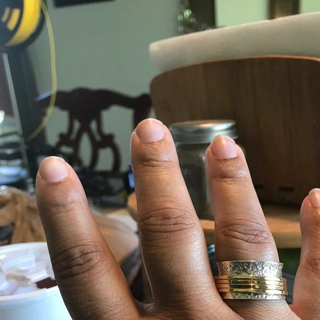 Customer photo review of Textured Silver & Gold Brass Spinner Ring
