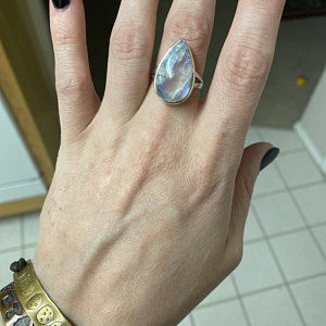 Customer photo review of Sterling Silver Teardrop Large Moonstone Ring