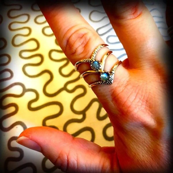 Customer photo review of Triple Chevron Boho Ring with Moonstone Sterling Silver