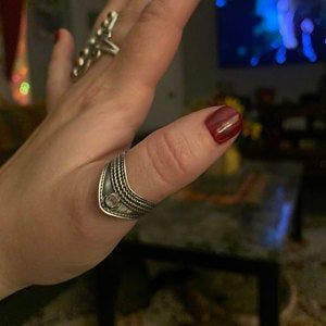 Customer photo review of Chevron Thumb Ring with Moonstone Sterling Silver