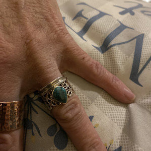 Customer photo review of Sterling Silver Spinner Teardrop Turquoise Ring