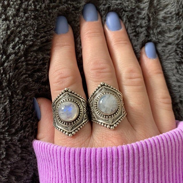 Customer photo review of Sterling Silver Boho Ring with Moonstone
