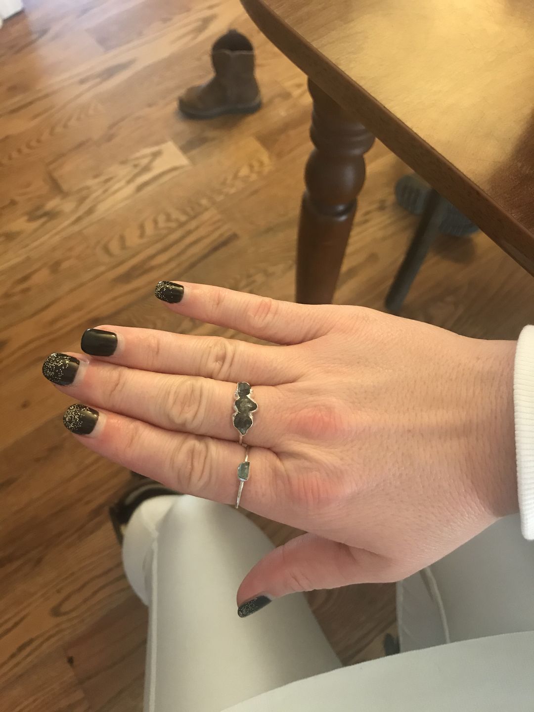Customer photo review of Three Stone Raw Aquamarine Ring Sterling Silver