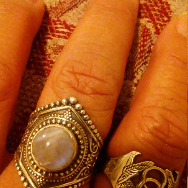 Customer photo review of Sterling Silver Boho Ring with Moonstone
