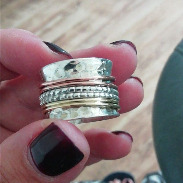 Customer photo review of Sterling Silver Two Tone Fidget Spinner Ring