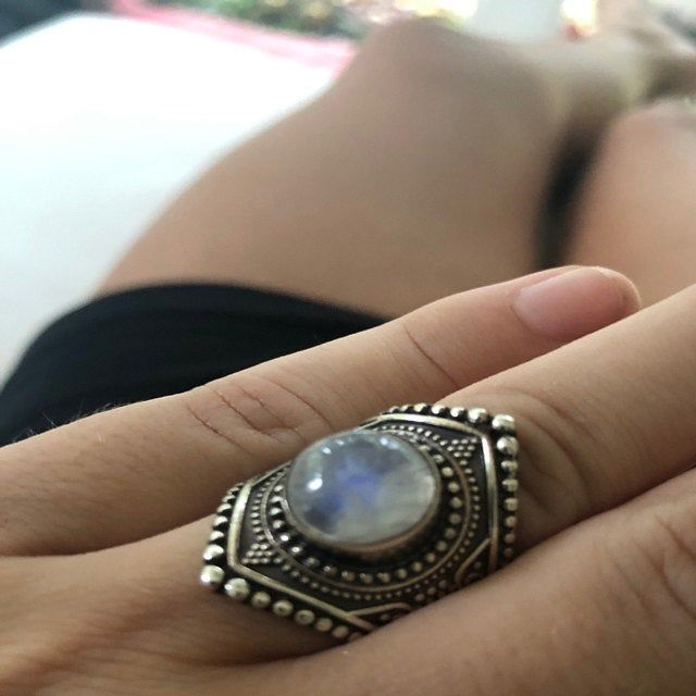 Customer photo review of Sterling Silver Boho Ring with Moonstone