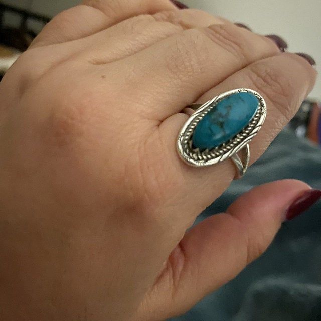 Customer photo review of Southwestern Style Real Turquoise Ring Sterling Silver
