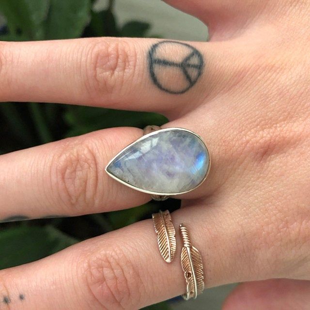 Customer photo review of Sterling Silver Teardrop Large Moonstone Ring