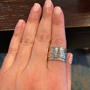 Customer photo review of Wide Band Silver Spinner Ring