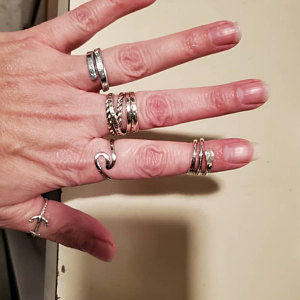 Customer photo review of Women's Wide Band Silver Ring with Boho Engraving