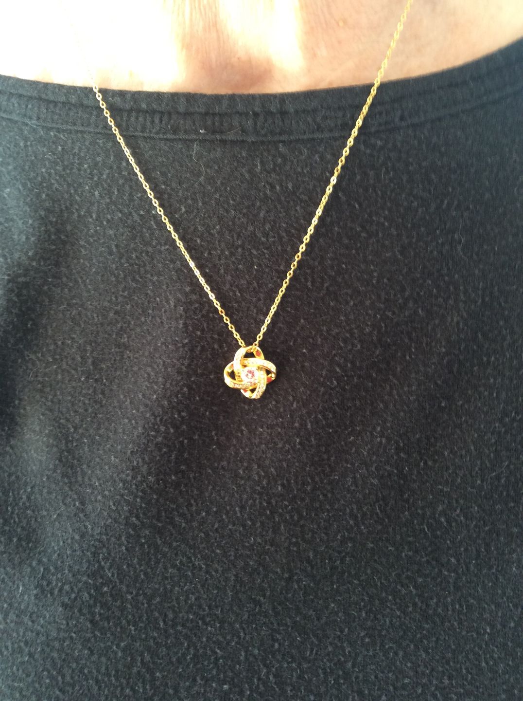 Customer photo review of To My Wonderful Wife Silver Love knot necklace