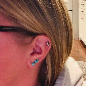 Customer photo review of Silver Turquoise Earrings Ear Climber