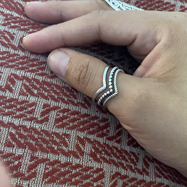 Customer photo review of Triple Chevron Boho Ring Sterling Silver