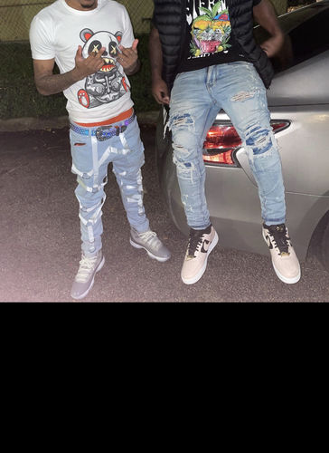 Customer photo review of Multi Strap Cargo Denim (Blue - White)