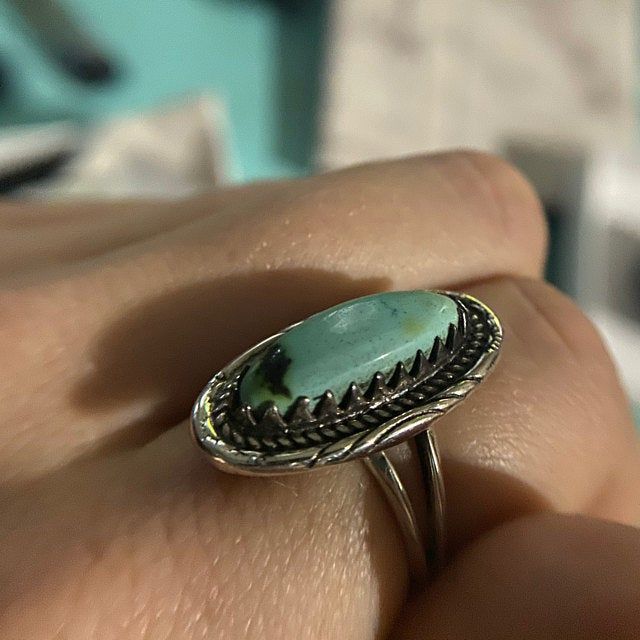 Customer photo review of Southwestern Style Real Turquoise Ring Sterling Silver