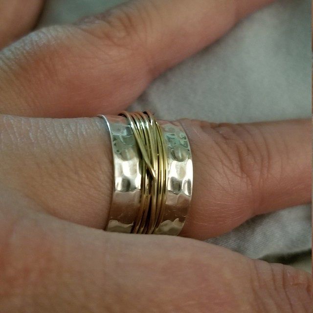 Customer photo review of Sterling Silver & Gold Wide Band Statement Ring