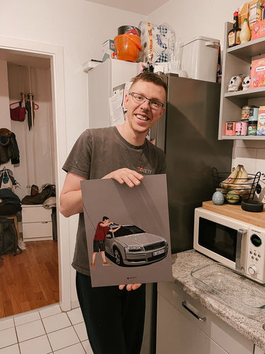 Customer photo review of Dein von Hand gezeichnetes Fahrzeug als Metall Poster