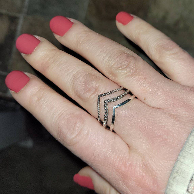 Customer photo review of Triple Chevron Boho Ring Sterling Silver