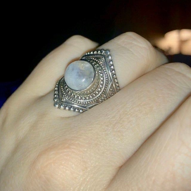 Customer photo review of Sterling Silver Boho Ring with Moonstone