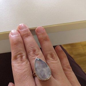 Customer photo review of Sterling Silver Teardrop Large Moonstone Ring