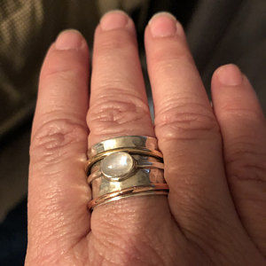 Customer photo review of Chunky Spinner Ring with Moonstone Sterling Silver