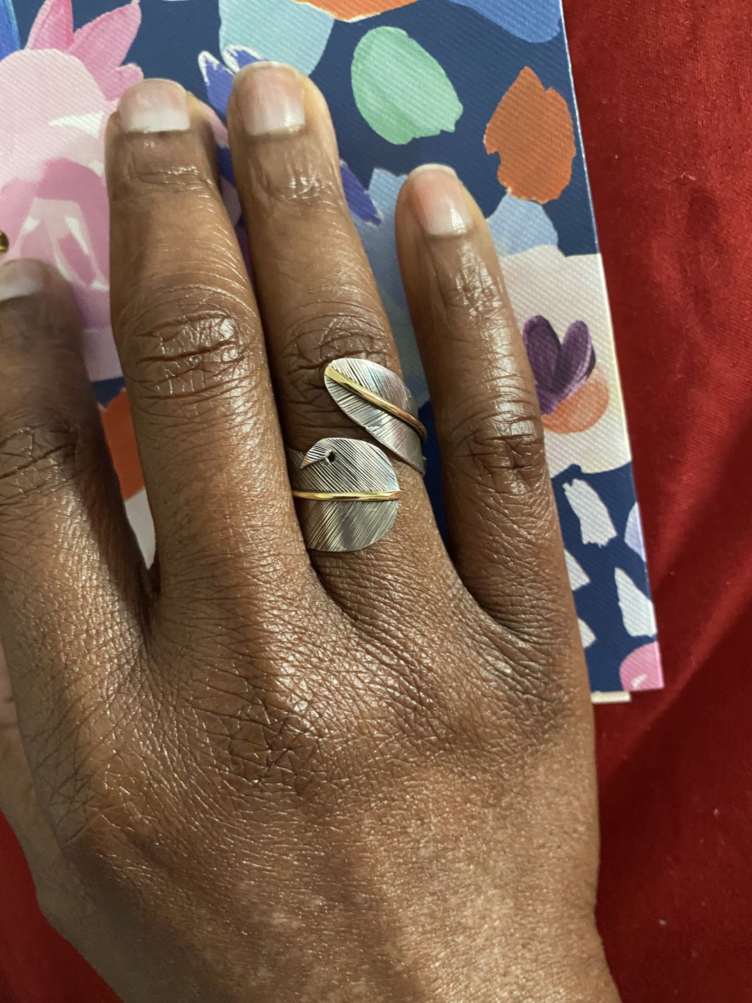 Customer photo review of Boho Feather Silver Ring
