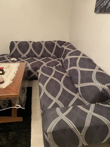 Customer photo review of Housse De Canapé d'Angle Extensibles - Motif Fumana