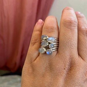 Customer photo review of Sterling Silver Stacking Moonstone Ring