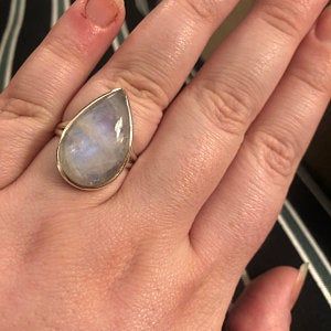 Customer photo review of Sterling Silver Teardrop Large Moonstone Ring