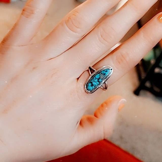 Customer photo review of Southwestern Style Real Turquoise Ring Sterling Silver