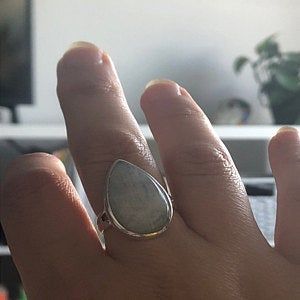 Customer photo review of Sterling Silver Teardrop Large Moonstone Ring