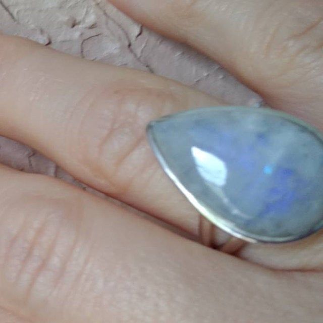 Customer photo review of Sterling Silver Teardrop Large Moonstone Ring