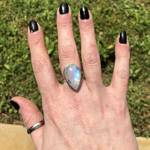 Customer photo review of Sterling Silver Teardrop Large Moonstone Ring