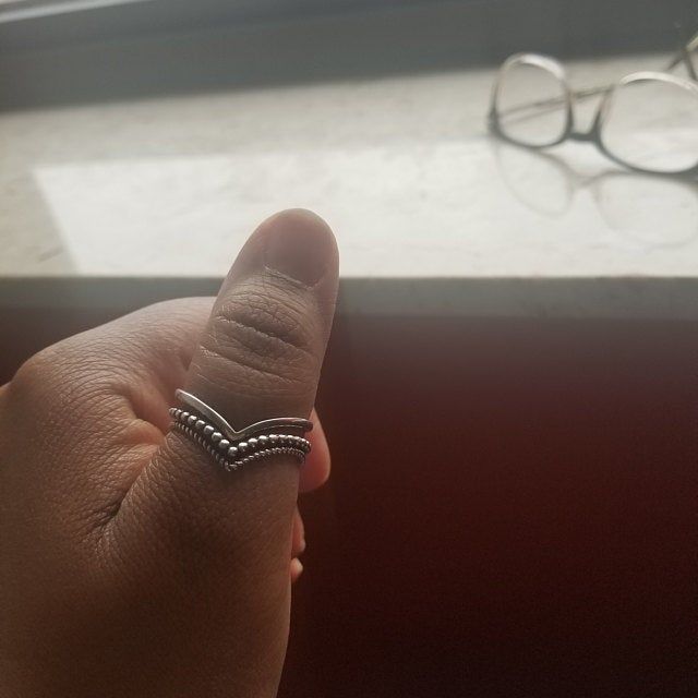 Customer photo review of Triple Chevron Boho Ring Sterling Silver