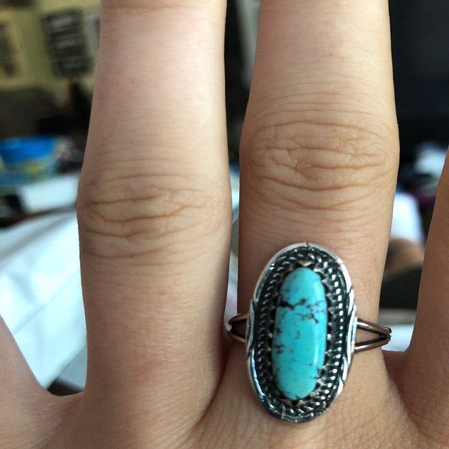 Customer photo review of Southwestern Style Real Turquoise Ring Sterling Silver