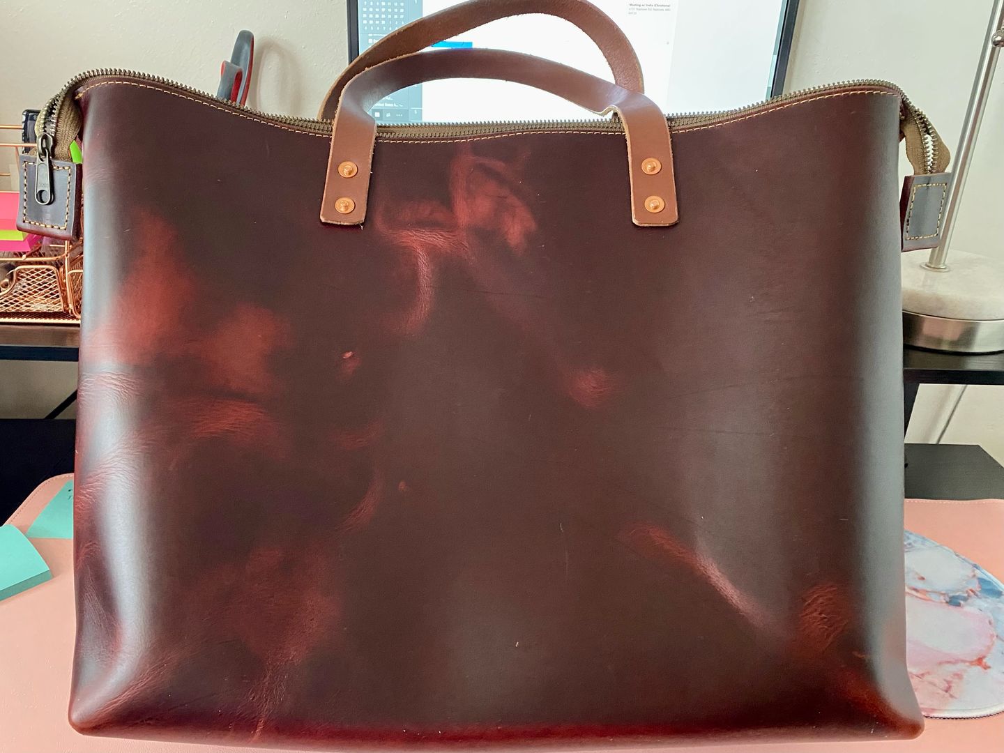 Customer photo review of Leather Tote Bag