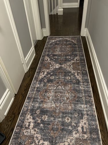 Customer photo review of Distressed Vintage Cezanne Rabbit Gray Inca Gold Runner Rug