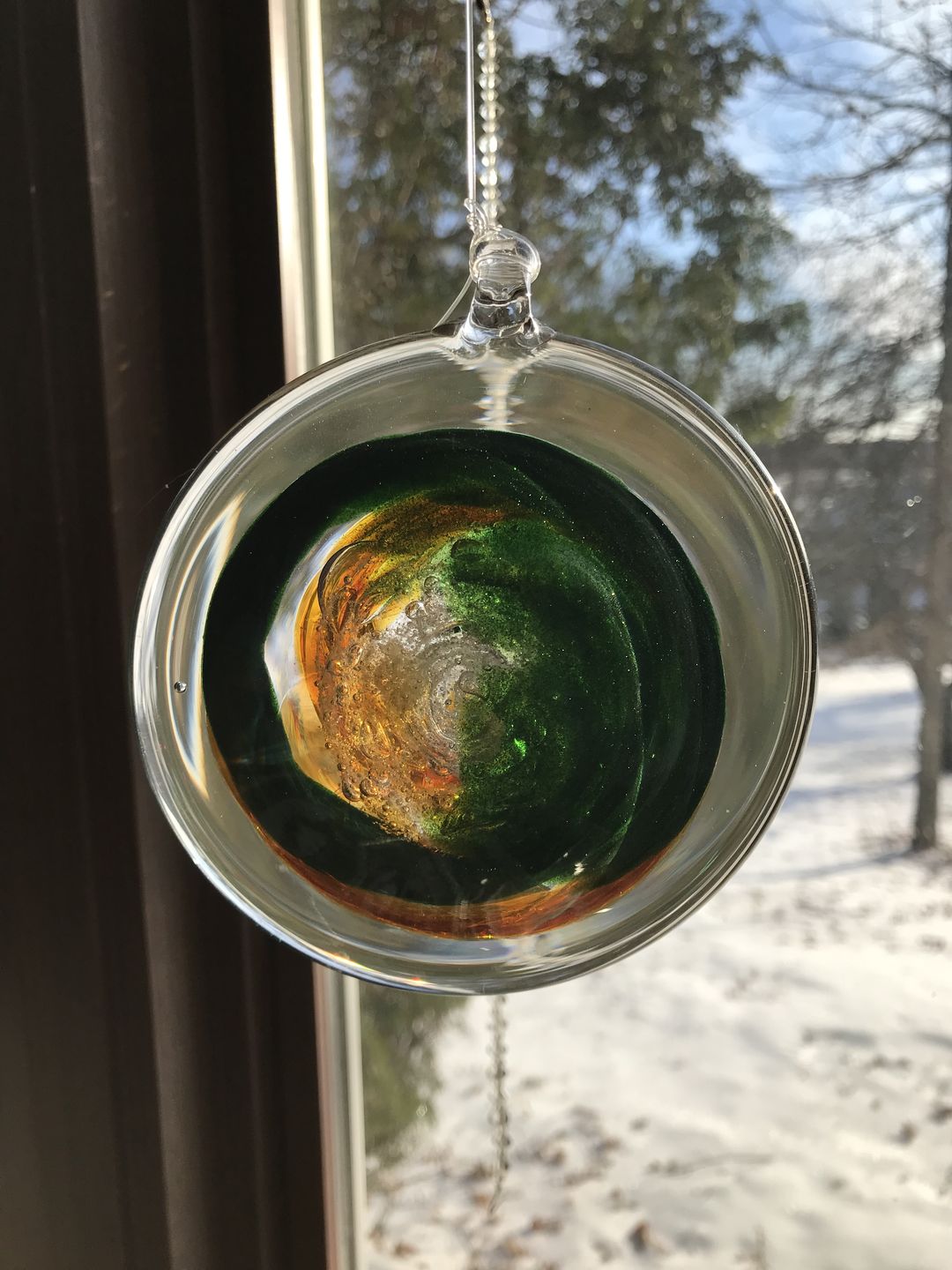 Customer photo review of Glass Suncatcher with Infused Cremation Ash