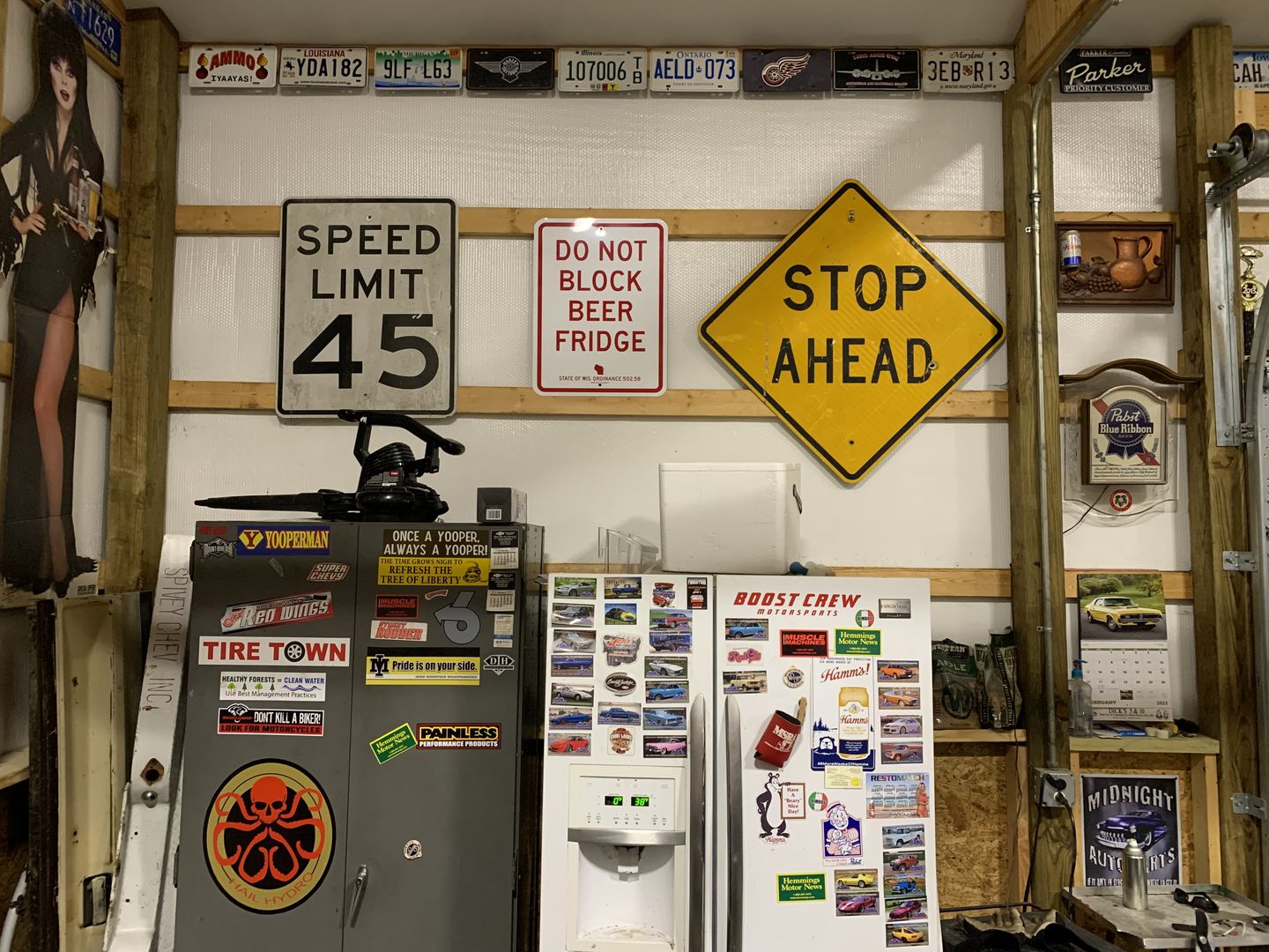 Customer photo review of Fun "Do Not Block Beer Fridge" Street Sign