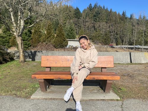 Customer photo review of neutral latte daydreamer hoody