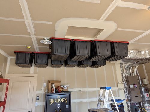 Customer photo review of Overhead Storage Bin Rail System - Made in USA