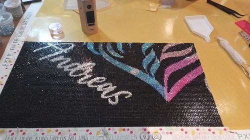 Customer photo review of Dein Partnersternzeichen als Diamond Painting (exklusiv Spielzeughafen) ab 50x50cm eckig oder in Strass 60x60cm mit Namen