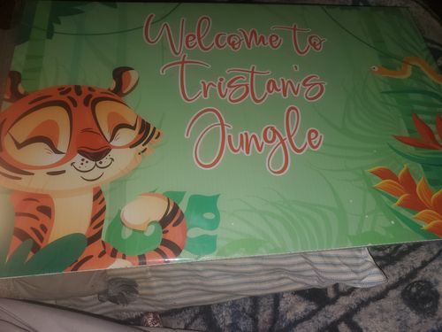 Customer photo review of Personalized Animal Forest Birthday Yard Sign